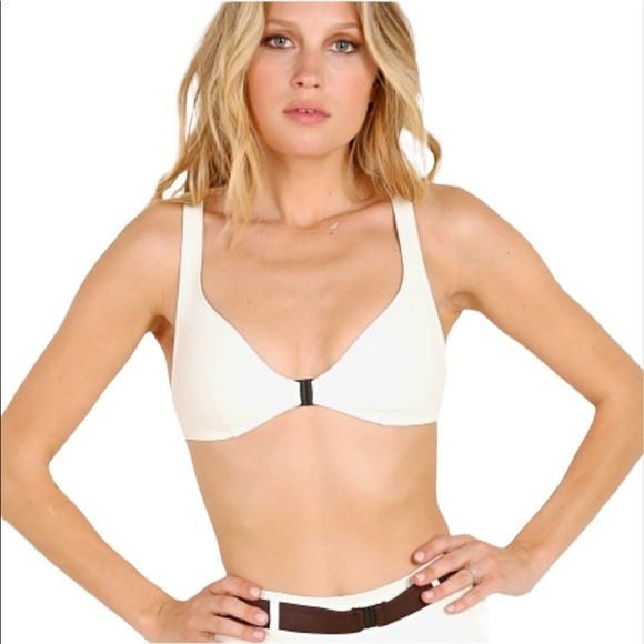Solid & Striped x Swim Team Women's Cream The Josephine Bikini Top Size Large - Picture 1 of 12